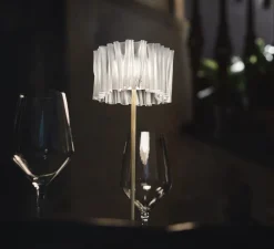 Baladeuse, Accordéon, blanc, laiton antique, LED, dim, 2700K, 150 lm, Ø13cm, H32,7cm - Slamp