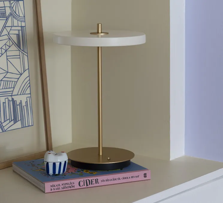 Baladeuse, Asteria Move, blanc perle, LED, 3000K, 5-100lm, Ø20cm, H30,6cm - Umage