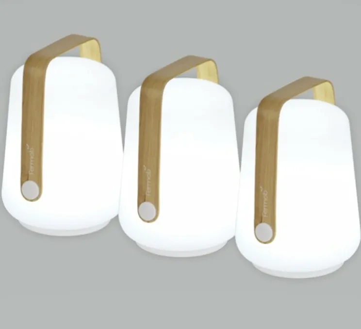 Baladeuse, d'extérieur, Lot de 3 lampes Balad H12, bamboo, IP44, LED, dim, 5000K, 20 lm, Ø10cm, H13,5cm - Fermob