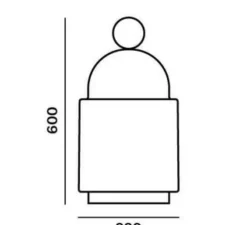 Baladeuse, Dome Nomad Large, verre gris fumé glossy, corps métal noir, IP44, LED, dim, 2700K, 950 lm, Ø32cm, H60cm - Brokis