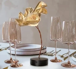 Baladeuse, La Fleur, noir et or, LED, dim, 2700K, 150 lm, Ø15cm, H26cm - Slamp