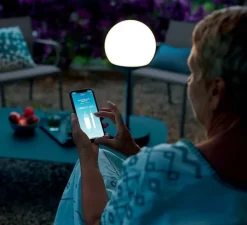 Baladeuse, Lampe à poser, d'extérieur, H63 bleu acapulco, Mooon! IP44, dim, 3000K-6000K, 500lm, Ø25cm, H63cm - Fermob