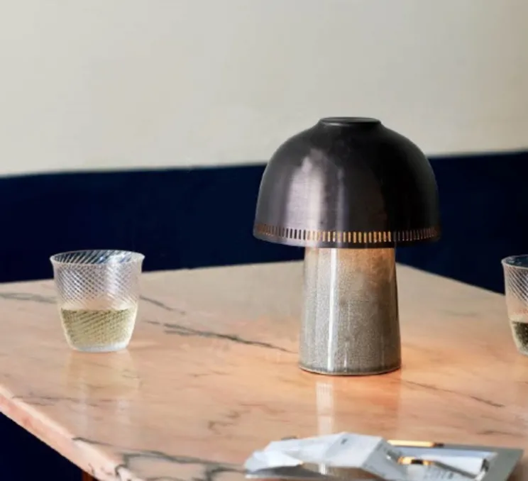 Baladeuse, Raku, beige gris et bronze, dimmable, Ø16cm, H21cm - Andtradition