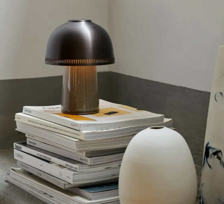 Baladeuse, Raku, beige gris et bronze, dimmable, Ø16cm, H21cm - Andtradition