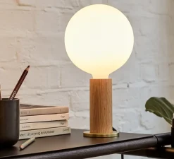 Base pour lampe, Knuckle, chêne, laiton, Ø8,5cm, H12,5cm - Tala