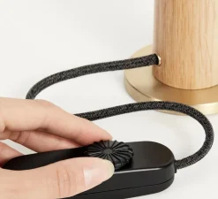 Base pour lampe, Knuckle, chêne, laiton, Ø8,5cm, H12,5cm - Tala