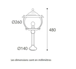 Borne, Betulle 2064, Laiton vieilli, cuivre, IP44, Ø26cm, H48cm - Moretti Luce