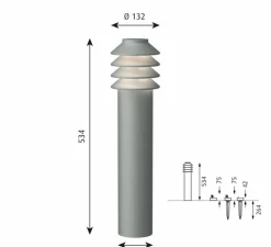 Borne, Bysted Garden longue, Aluminium granité, IP65, LED, 2700K, lm, Ø13,2cm, H53,4cm - Louis Poulsen