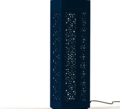Borne, Hogar Moucharabieh N°7, avec prise électrique, bleu acier, IP67, LED, 2700K, 2376 lm, L25cm, H81,4cm - Roger Pradier