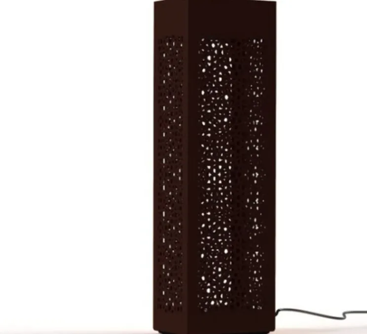 Borne, Hogar Moucharabieh N°7, avec prise électrique, rouille, IP67, LED, 2700K, 2376 lm, L25cm, H81,4cm - Roger Pradier