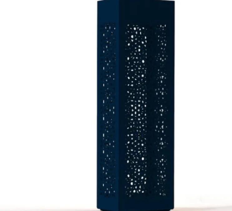 Borne, Hogar Moucharabieh N°5, bleu acier, IP67, LED, 2700K, 2376 lm, L25cm, H81,4cm - Roger Pradier
