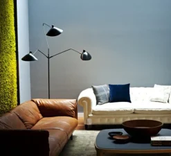 Lampadaire, 3 bras pivotants, noir, H210cm - Serge Mouille