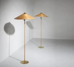 Lampadaire, 9602, saule, osier, laiton, Ø63cm, H152cm - Gubi