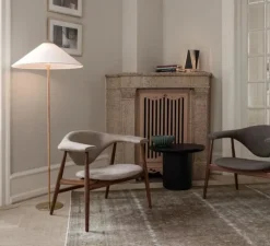 Lampadaire, 9602, toile, laiton, Ø24cm, H152cm - Gubi