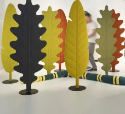 Lampadaire acoustique, Eden F1 feuille de bananier, gris fumé, LED, 2700K, 3500 lm, L60cm, H180cm - Rotaliana