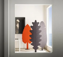 Lampadaire acoustique, Eden F2 feuille de chêne, gris fumé, LED, 2700K, 3500 lm, L70cm, H180cm - Rotaliana