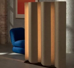 Lampadaire acoustique, Vika large, beige, LED, 2700K, 715lm, L118cm, H154cm - Abstracta