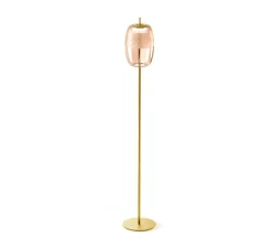 Lampadaire, Adamas, verre rose, structure laiton, LED, dim, 2700K, 624 lm, Ø28,5cm, H180cm - Panzeri