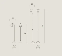Lampadaire, Alzabile, blanc brillant, laiton, marbre blanc, LED, 2700K, 806lm, L38cm, H216cm - Tato Italia