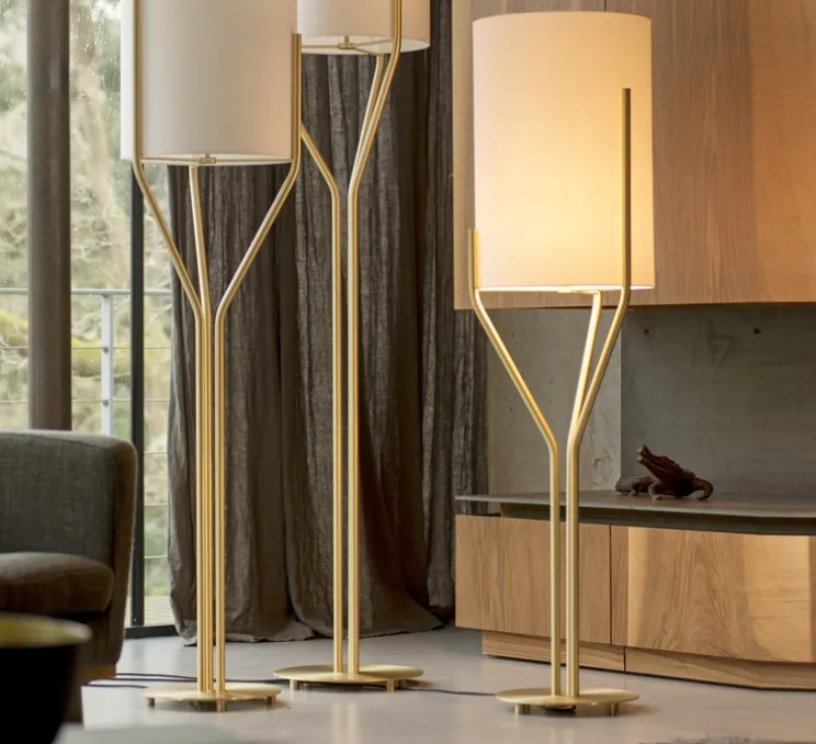 Lampadaire, Arborescence L, Blanc et laiton, Ø40cm, H150cm - CVL