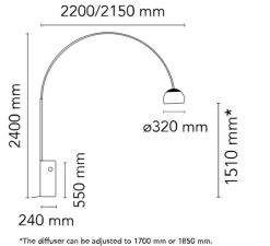 Lampadaire, Arco, acier, L24cm, H240cm - Flos