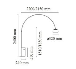 Lampadaire, Arco LED, blanc, 2700K, 1124lm, H240cm, Ø32cm - Flos