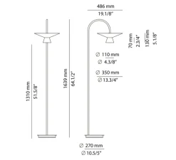Lampadaire, Belt, P-4149MG, champagne, LED, dim, 2700K, 725 lm, Ø48,6cm, H163,9cm - Estiluz