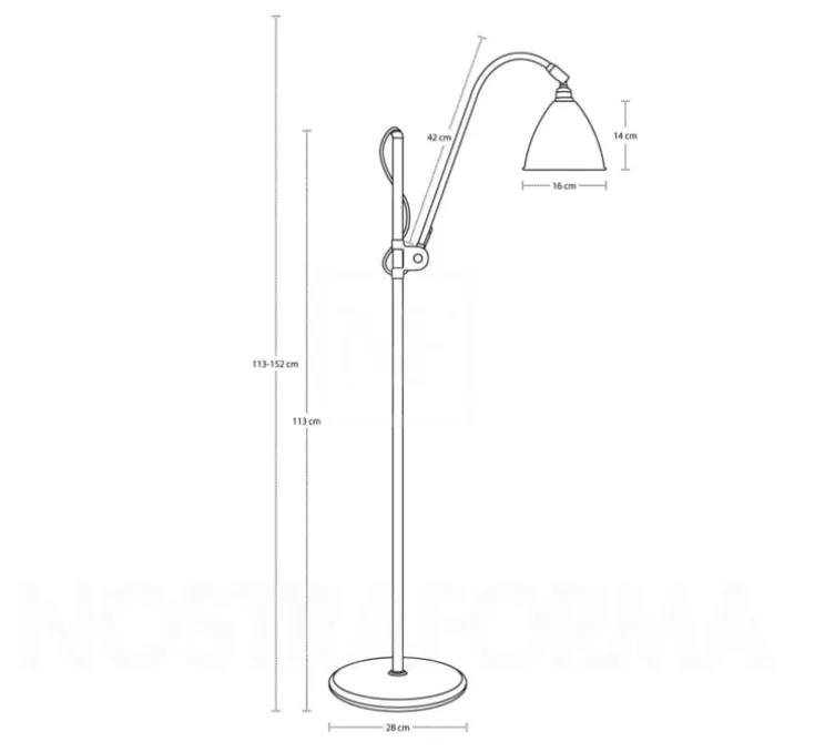 Lampadaire, Best-Lite BL3 small, chrome, Ø28cm, H113-152cm - Gubi