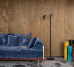 Lampadaire, Bird, noir, LED, dim, 2700K, 660 lm, L23cm, H126cm - KDLN