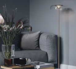 Lampadaire, Blossi, or, transparent, Ø29cm, H120cm - Nuura