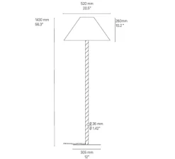 Lampadaire, Candy, laiton satiné, abat-jour chinette blanche, Ø52cm, H143cm - CVL