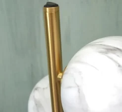 Lampadaire, Carrara 3 globes, Finition Marbre blanc, laiton, Ø25cm, H159cm - It's about Romi