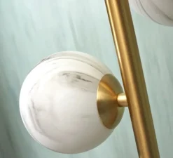 Lampadaire, Carrara 3 globes, Finition Marbre blanc, laiton, Ø25cm, H159cm - It's about Romi