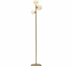 Lampadaire, Carrara 3 globes, Finition Marbre blanc, laiton, Ø25cm, H159cm - It's about Romi