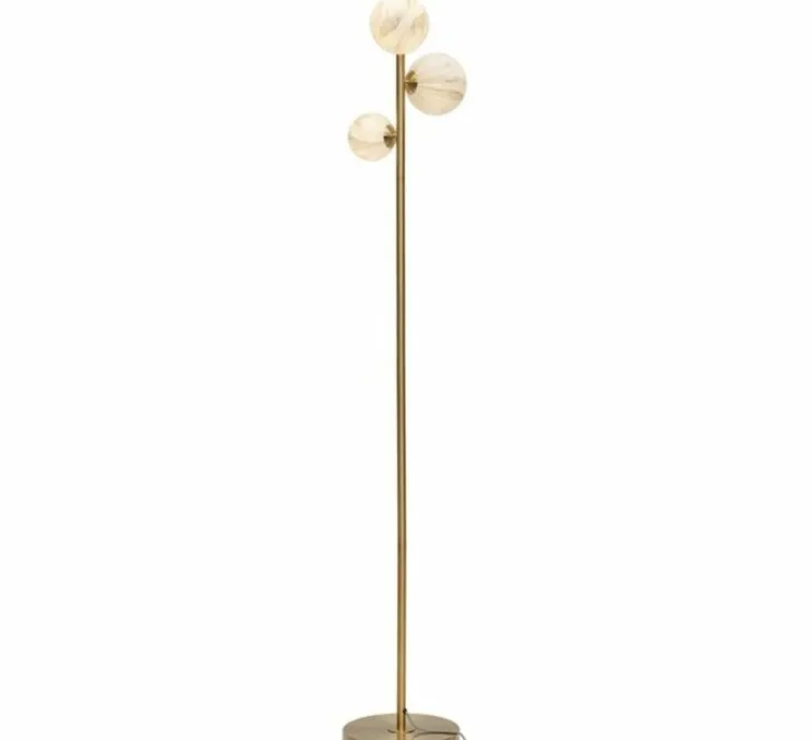Lampadaire, Carrara 3 globes, Finition Marbre blanc, laiton, Ø25cm, H159cm - It's about Romi
