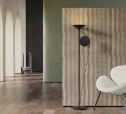 Lampadaire, Cercle Et Trait, graphite satiné, LED, dim, 2700K, 5400 lm, L37cm, H183cm - CVL