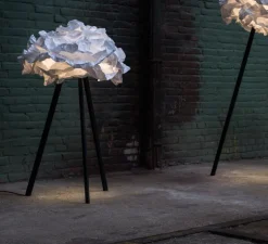 Lampadaire, Cloud, blanc, pied noir, H109cm - Proplamp