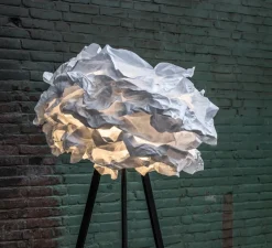 Lampadaire, Cloud, blanc, pied noir, H109cm - Proplamp