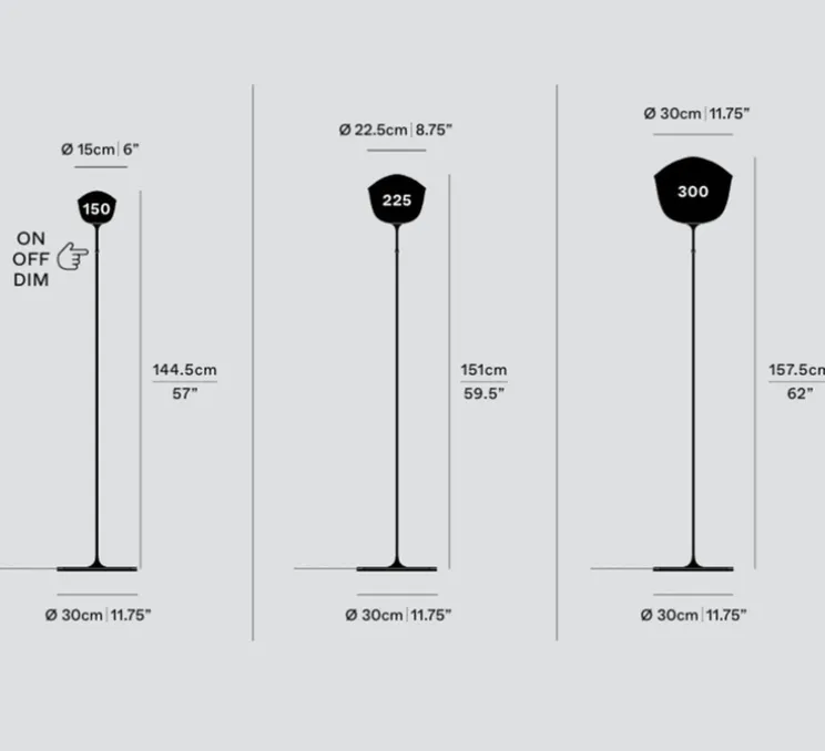 Lampadaire, Contour 225, gris ardoise, LED, dim, 1800-3000K, Ø30cm, H151cm - A-N-D