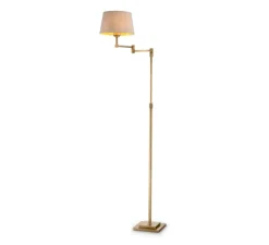 Lampadaire, Corbin, laiton brossé, abat-jour lin, L38cm, H158,5cm - Eichholtz