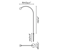 Lampadaire d'extérieur à piquer, Cuca 1193, noir et blanc, IP65, LED, 2700K, 154 lm, L8cm, H119,3cm - Faro