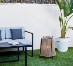 Lampadaire d'extérieur, Akane, beige et noir mat, IP44, Ø46cm, H59cm - Faro