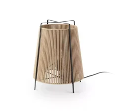 Lampadaire d'extérieur, Akane, beige et noir mat, IP44, Ø46cm, H59cm - Faro
