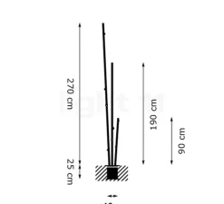 Lampadaire d'extérieur, Bamboo 4812, blanc, IP66,LED, 2700K, 420lm, Ø40cm, H270cm - Vibia