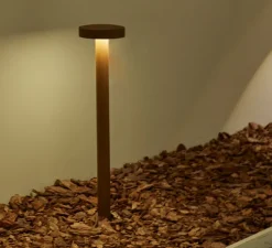 Lampadaire d'extérieur, Borne Soft 65, Corten, IP65, Ø15cm, H65cm-B.lux