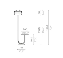 Lampadaire d'extérieur, Calypso FL Outdoor MARTINIQUE, building, IP65,Ø40cm, H186,5cm - Contardi
