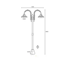 Lampadaire d'extérieur et candélabre, Mill 1722, Laiton vieilli, IP44, Ø32,5cm, H280cm - Moretti Luce