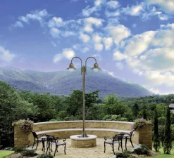 Lampadaire d'extérieur et candélabre, Campanula 1792, Laiton vieilli, IP44, Ø28,5cm, H270cm - Moretti Luce