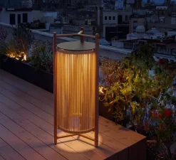 Lampadaire d'extérieur, Kando P/111/R sans fil, corde, Teck, IP44, LED, dim, 2200-2400-2700K, 680 lm, Ø49cm, H111cm - Bover