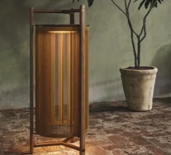 Lampadaire d'extérieur, Kando P/111/R sans fil, corde, Teck, IP44, LED, dim, 2200-2400-2700K, 680 lm, Ø49cm, H111cm - Bover